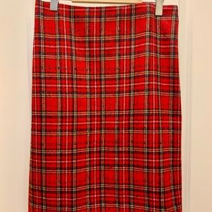Talbots Red Wool Tartan Plaid Pencil Skirt 18W - NWT